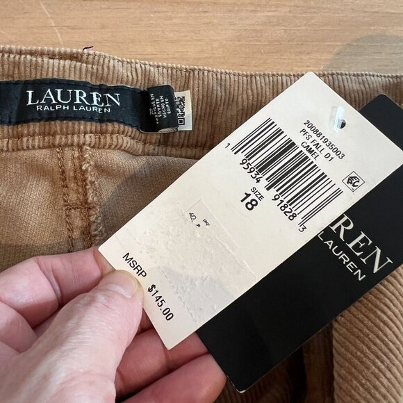Lauren Ralph Lauren BLACK LABEL Corduroy Mid-Rise Straight Pants Sz 18 in Classi - Picture 8 of 13